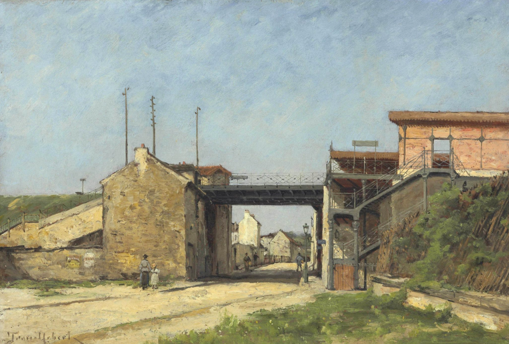 Toile de Paul Désiré Trouillebert, gare de Bel-Air Ceinture côté rue Montempoivre en direction de Paris Bel-Air et Paris-Bastille, 1888.